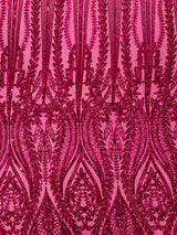 Damask Sequin Fabric - Damask Sequin Mesh, 54" Width (1 Yard)