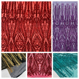 Damask Sequin Fabric - Damask Sequin Mesh, 54" Width (1 Yard)
