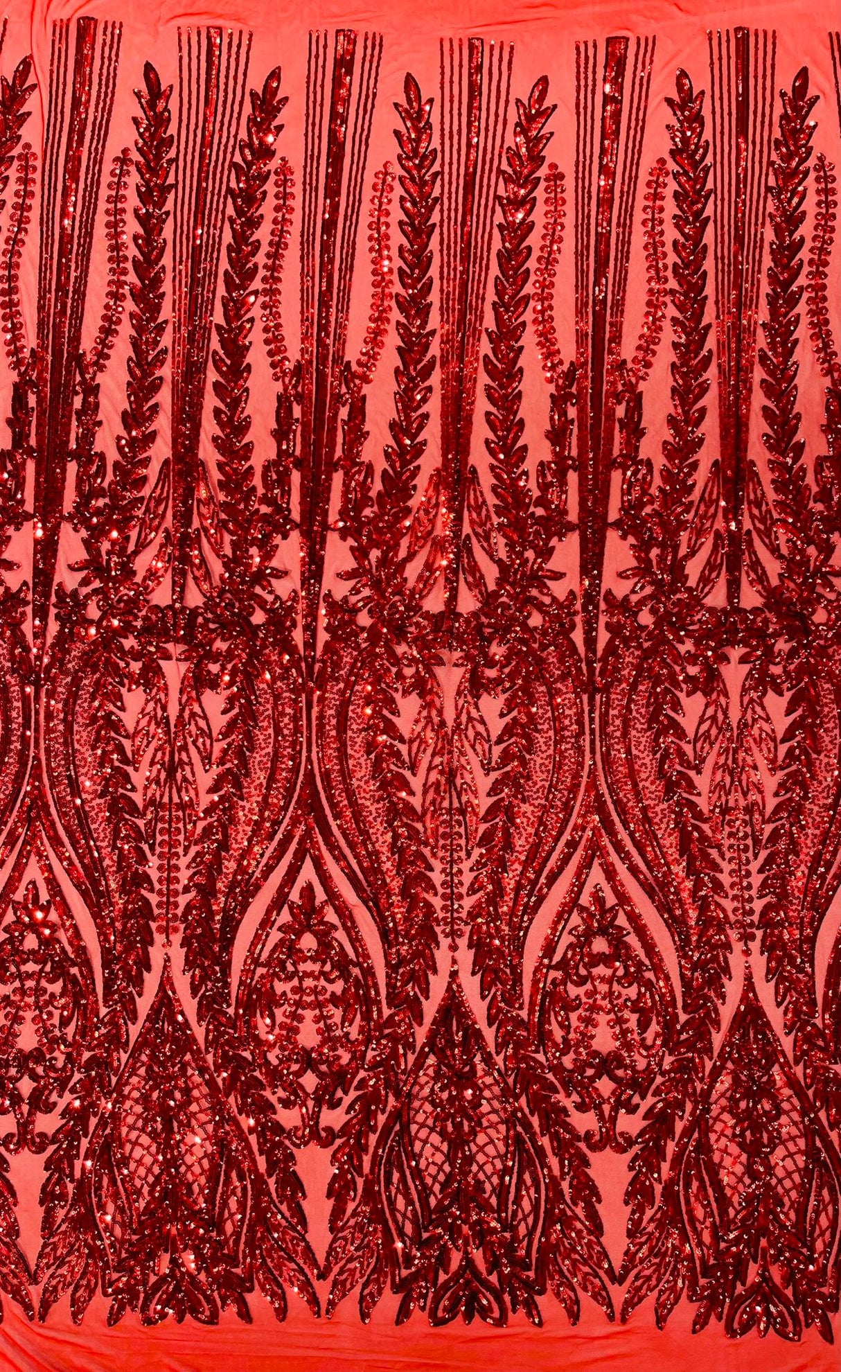 Damask Sequin Fabric - Damask Sequin Mesh, 54" Width (1 Yard)