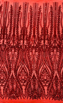 Damask Sequin Fabric - Damask Sequin Mesh, 54" Width (1 Yard)