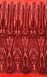Damask Sequin Fabric - Damask Sequin Mesh, 54" Width (1 Yard)
