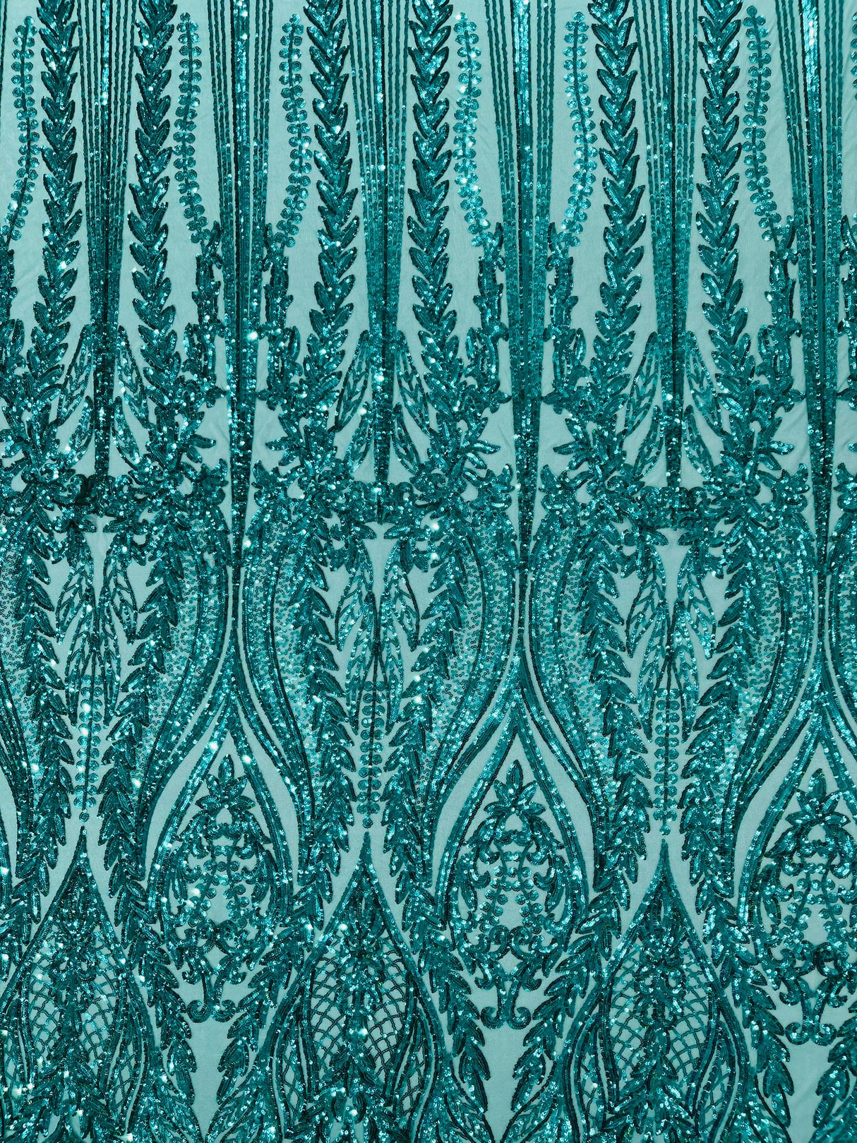 Damask Sequin Fabric - Damask Sequin Mesh, 54" Width (1 Yard)