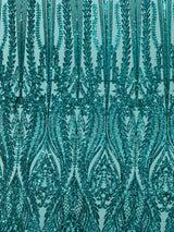 Damask Sequin Fabric - Damask Sequin Mesh, 54" Width (1 Yard)