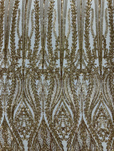 Damask Sequin Fabric - Damask Sequin Mesh, 54" Width (1 Yard)