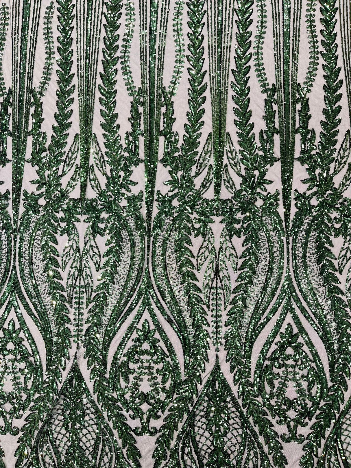 Damask Sequin Fabric - Damask Sequin Mesh, 54" Width (1 Yard)