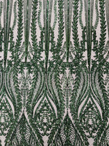 Damask Sequin Fabric - Damask Sequin Mesh, 54" Width (1 Yard)