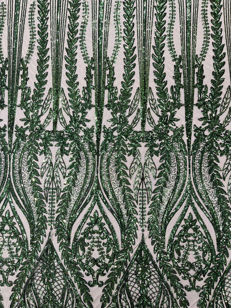 Damask Sequin Fabric - Damask Sequin Mesh, 54" Width (1 Yard)