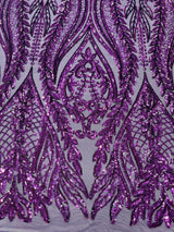 Damask Sequin Fabric - Damask Sequin Mesh, 54" Width (1 Yard)