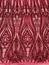 Damask Sequin Fabric - Damask Sequin Mesh, 54" Width (1 Yard)