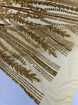 Damask Sequin Fabric - Damask Sequin Mesh, 54" Width (1 Yard)