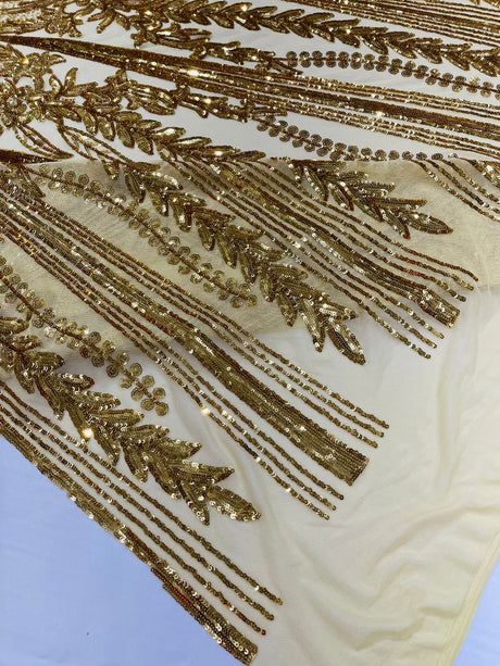 Damask Sequin Fabric - Damask Sequin Mesh, 54" Width (1 Yard)