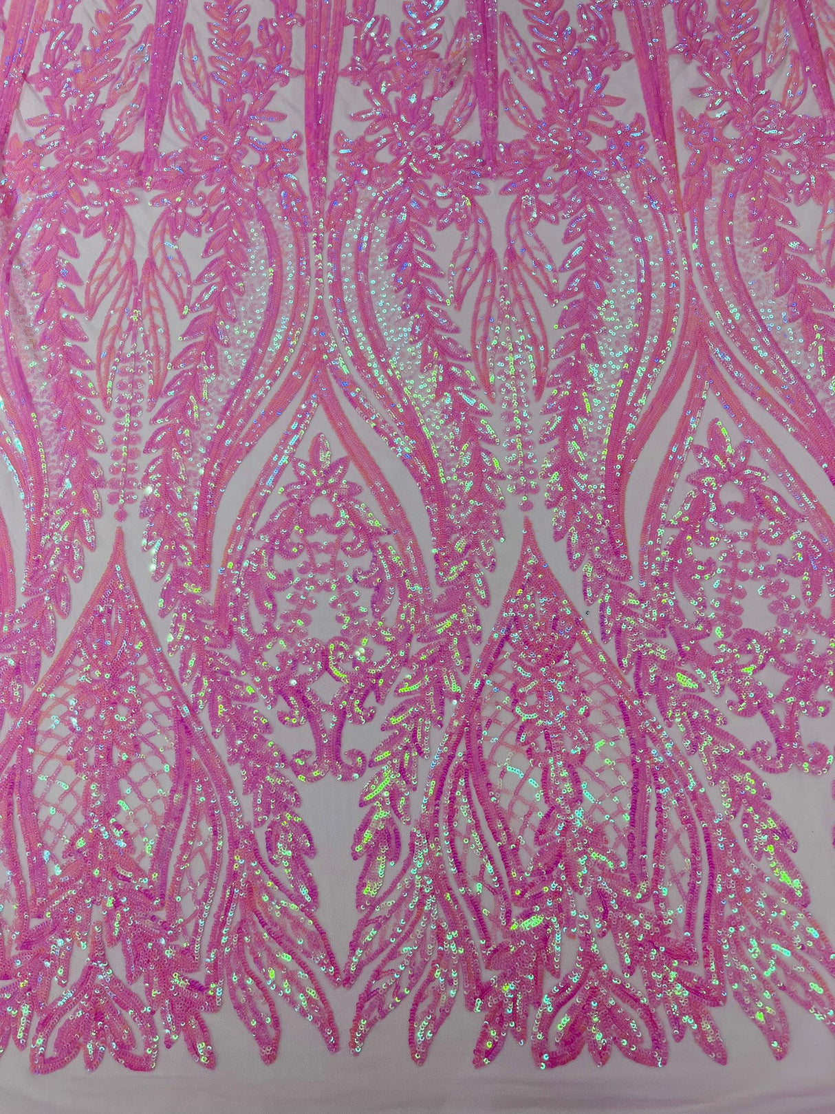 Damask Sequin Fabric - Damask Sequin Mesh, 54" Width (1 Yard)