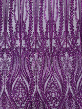 Damask Sequin Fabric - Damask Sequin Mesh, 54" Width (1 Yard)