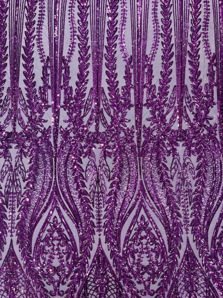 Damask Sequin Fabric - Damask Sequin Mesh, 54" Width (1 Yard)