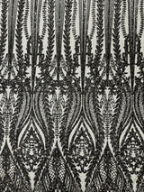 Damask Sequin Fabric - Damask Sequin Mesh, 54" Width (1 Yard)