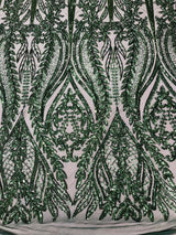 Damask Sequin Fabric - Damask Sequin Mesh, 54" Width (1 Yard)