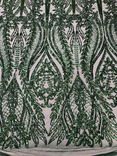 Damask Sequin Fabric - Damask Sequin Mesh, 54" Width (1 Yard)
