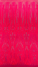 Damask Sequin Fabric - Damask Sequin Mesh, 54" Width (1 Yard)