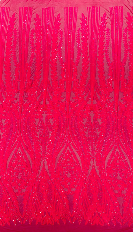 Damask Sequin Fabric - Damask Sequin Mesh, 54" Width (1 Yard)