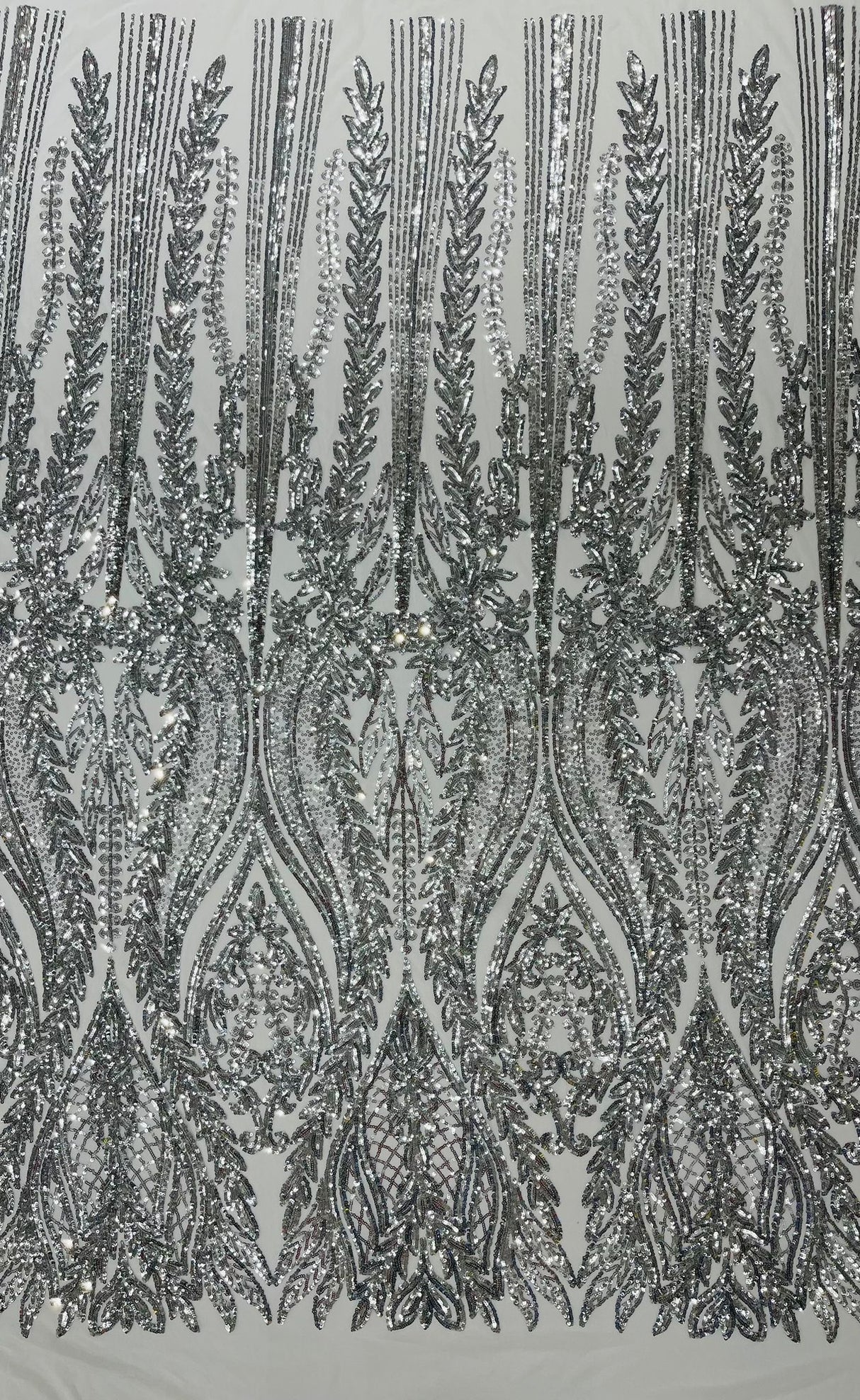 Damask Sequin Fabric - Damask Sequin Mesh, 54" Width (1 Yard)