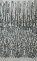 Damask Sequin Fabric - Damask Sequin Mesh, 54" Width (1 Yard)