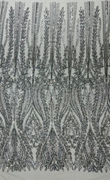 Damask Sequin Fabric - Damask Sequin Mesh, 54" Width (1 Yard)