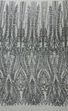 Damask Sequin Fabric - Damask Sequin Mesh, 54" Width (1 Yard)