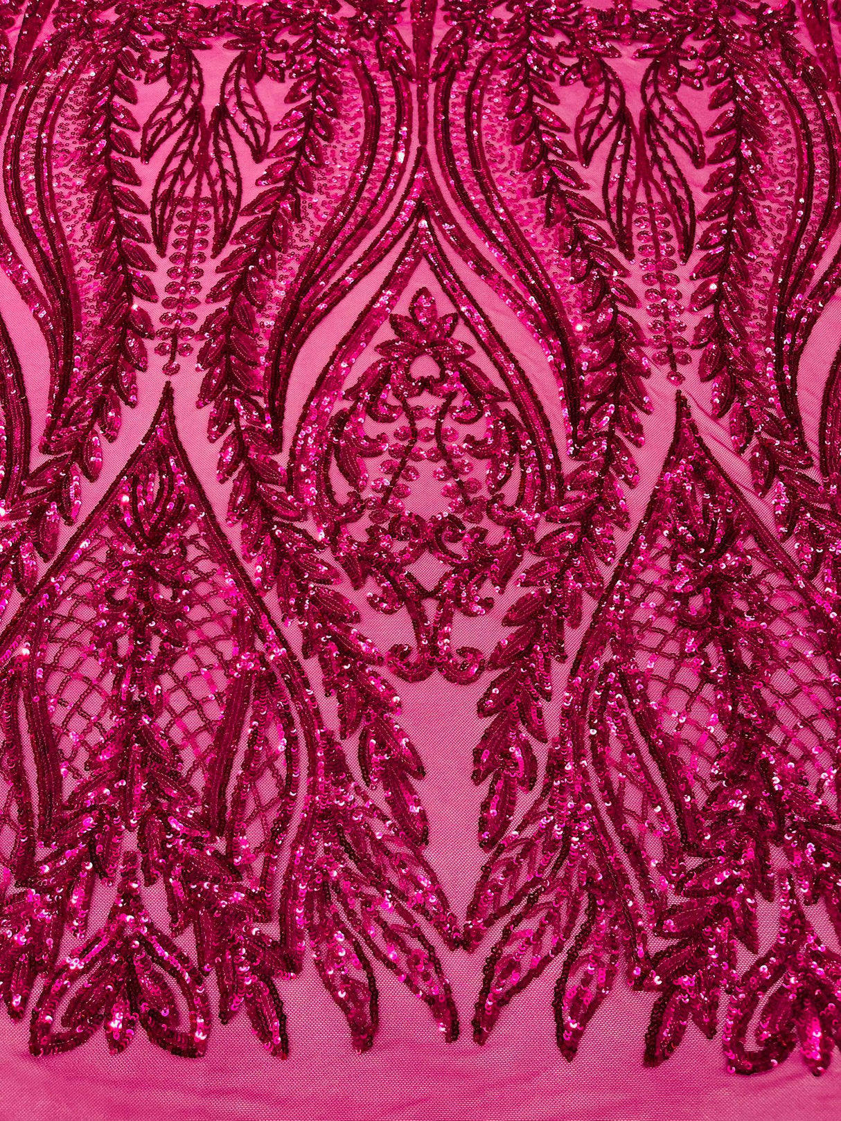 Damask Sequin Fabric - Damask Sequin Mesh, 54" Width (1 Yard)