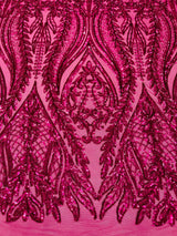 Damask Sequin Fabric - Damask Sequin Mesh, 54" Width (1 Yard)