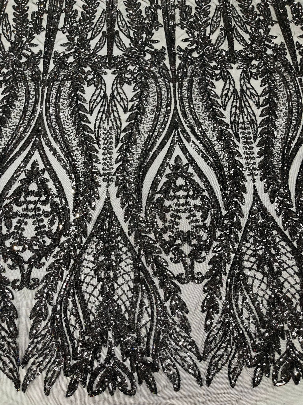 Damask Sequin Fabric - Damask Sequin Mesh, 54" Width (1 Yard)