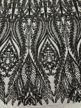 Damask Sequin Fabric - Damask Sequin Mesh, 54" Width (1 Yard)