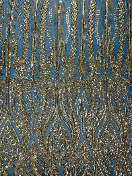 Damask Sequin Fabric - Damask Sequin Mesh, 54" Width (1 Yard)