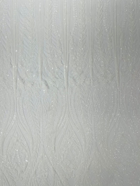 Damask Sequin Fabric - Damask Sequin Mesh, 54" Width (1 Yard)
