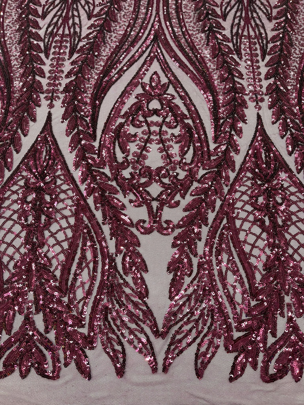 Damask Sequin Fabric - Damask Sequin Mesh, 54" Width (1 Yard)