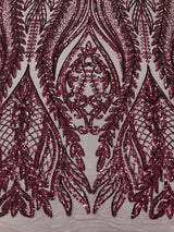 Damask Sequin Fabric - Damask Sequin Mesh, 54" Width (1 Yard)