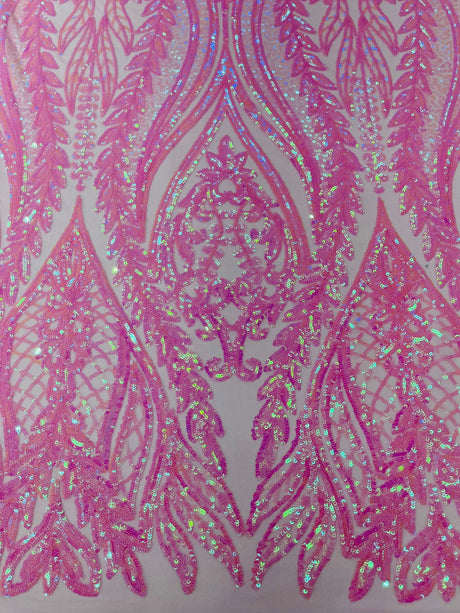 Damask Sequin Fabric - Damask Sequin Mesh, 54" Width (1 Yard)