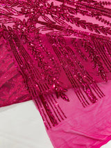 Damask Sequin Fabric - Damask Sequin Mesh, 54" Width (1 Yard)
