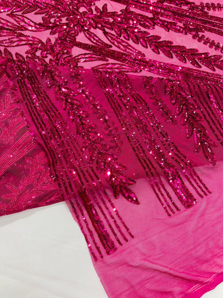 Damask Sequin Fabric - Damask Sequin Mesh, 54" Width (1 Yard)
