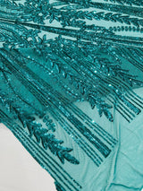 Damask Sequin Fabric - Damask Sequin Mesh, 54" Width (1 Yard)
