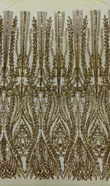 Damask Sequin Fabric - Damask Sequin Mesh, 54" Width (1 Yard)