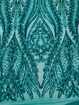 Damask Sequin Fabric - Damask Sequin Mesh, 54" Width (1 Yard)