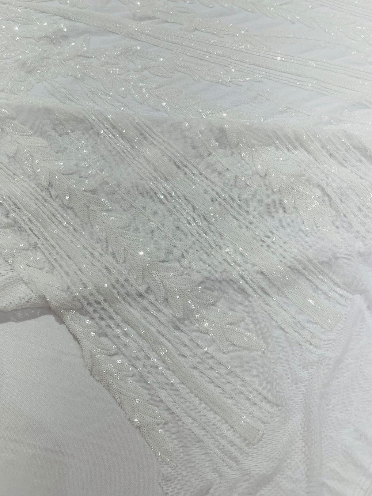 Damask Sequin Fabric - Damask Sequin Mesh, 54" Width (1 Yard)