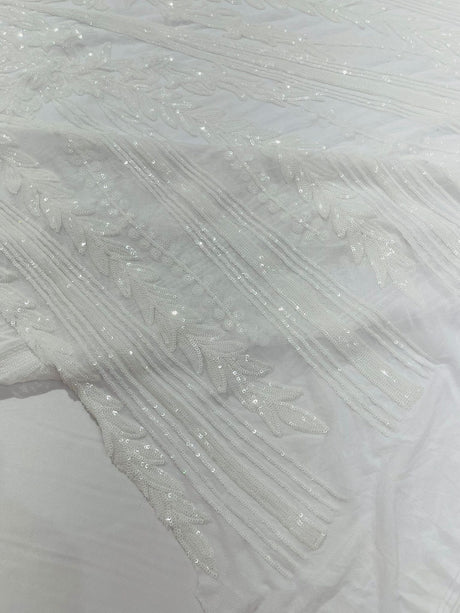Damask Sequin Fabric - Damask Sequin Mesh, 54" Width (1 Yard)