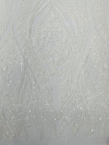 Damask Sequin Fabric - Damask Sequin Mesh, 54" Width (1 Yard)