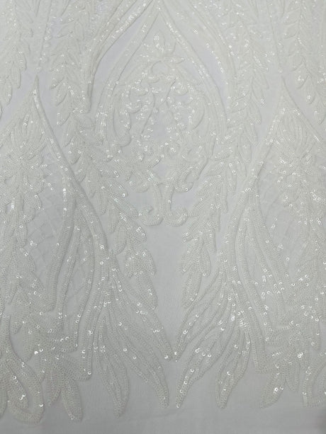 Damask Sequin Fabric - Damask Sequin Mesh, 54" Width (1 Yard)