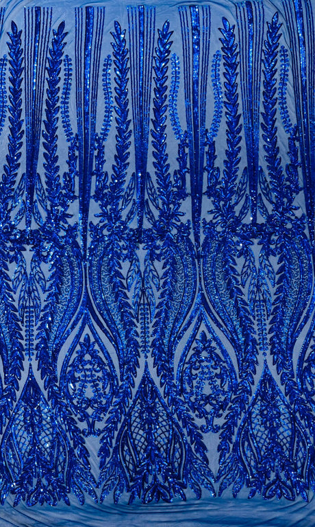Damask Sequin Fabric - Damask Sequin Mesh, 54" Width (1 Yard)