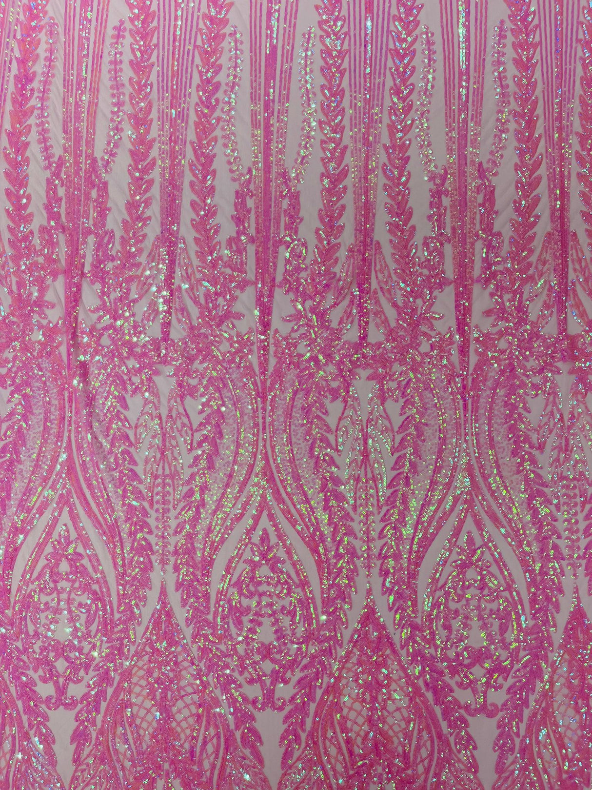 Damask Sequin Fabric - Damask Sequin Mesh, 54" Width (1 Yard)