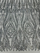 Damask Sequin Fabric - Damask Sequin Mesh, 54" Width (1 Yard)
