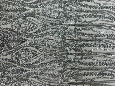 Damask Sequin Fabric - Damask Sequin Mesh, 54" Width (1 Yard)
