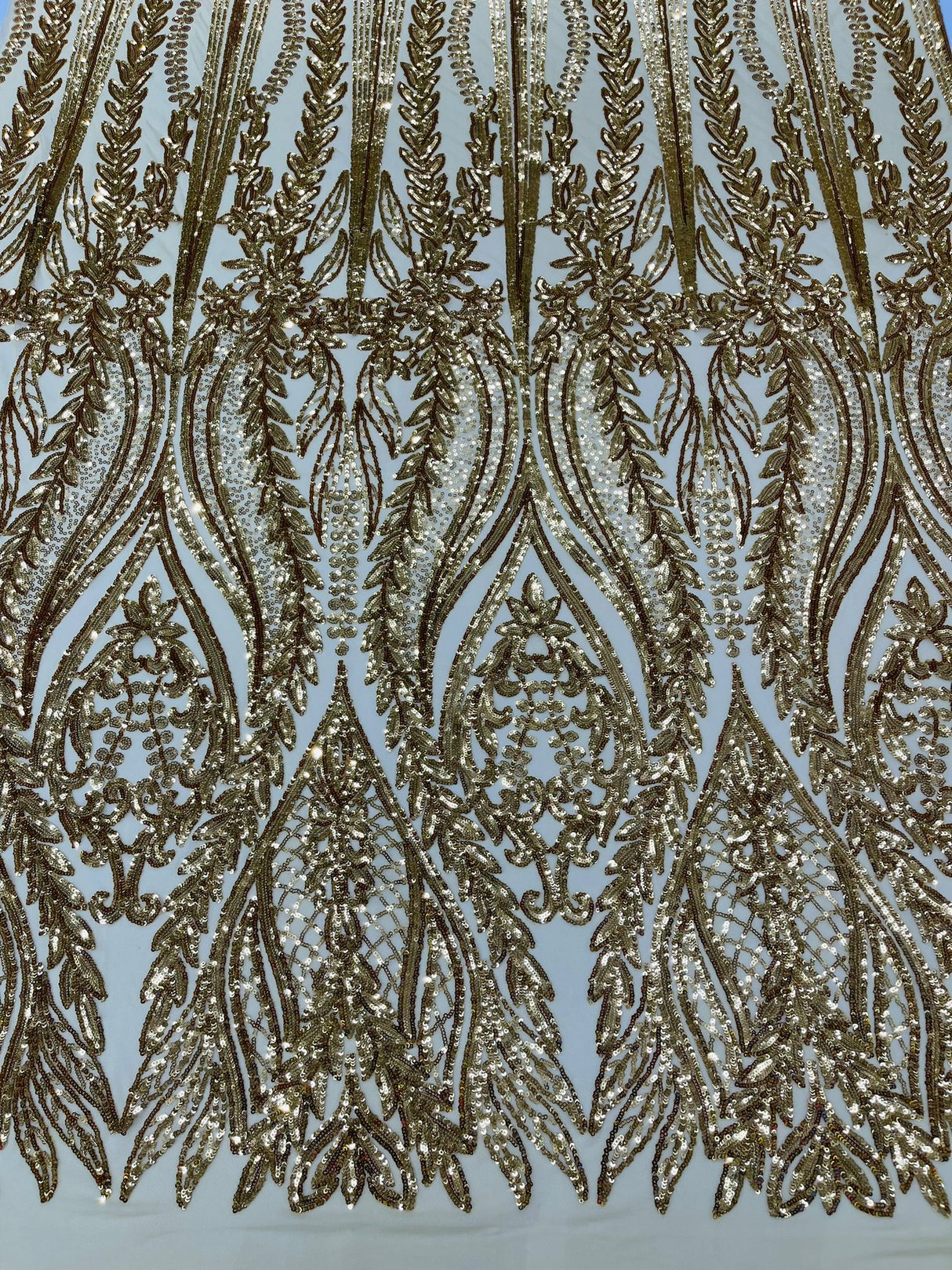 Damask Sequin Fabric - Damask Sequin Mesh, 54" Width (1 Yard)